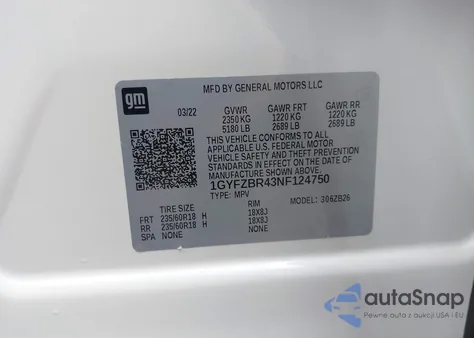 2022 Cadillac Xt4 Awd Luxury из США, поврежденный, VIN 1GYFZBR43NF124750
